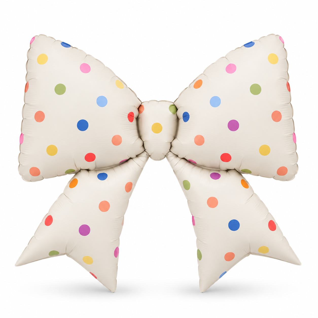 38” Cream Bow Foil Balloon (Polka Dots)