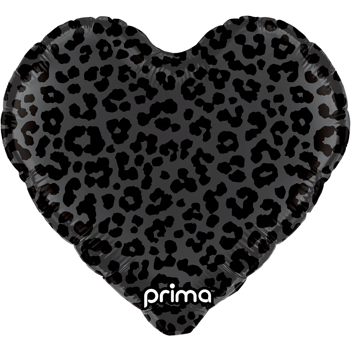 18" Heart Black Shiny & Matte Leopard Print