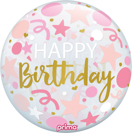 20” Pink Stars Happy Birthday Sphere™