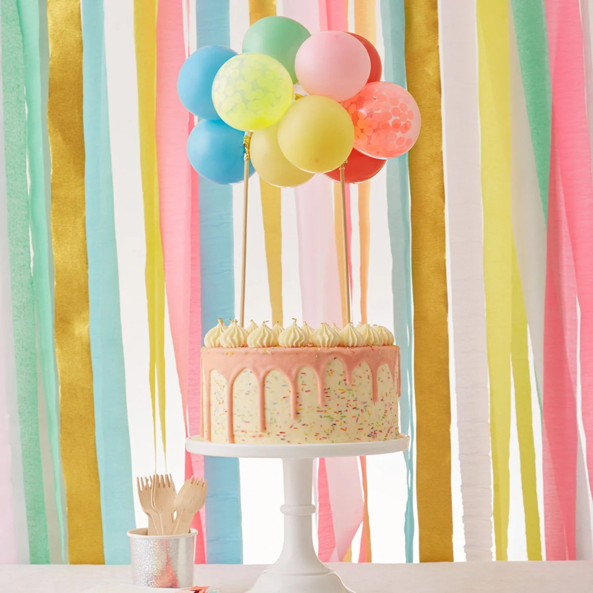 MERI MERI Rainbow Balloon Cake Topper Kit