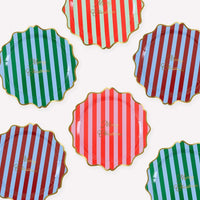 MERI MERI Striped Merry Christmas Side Plates (x 8)