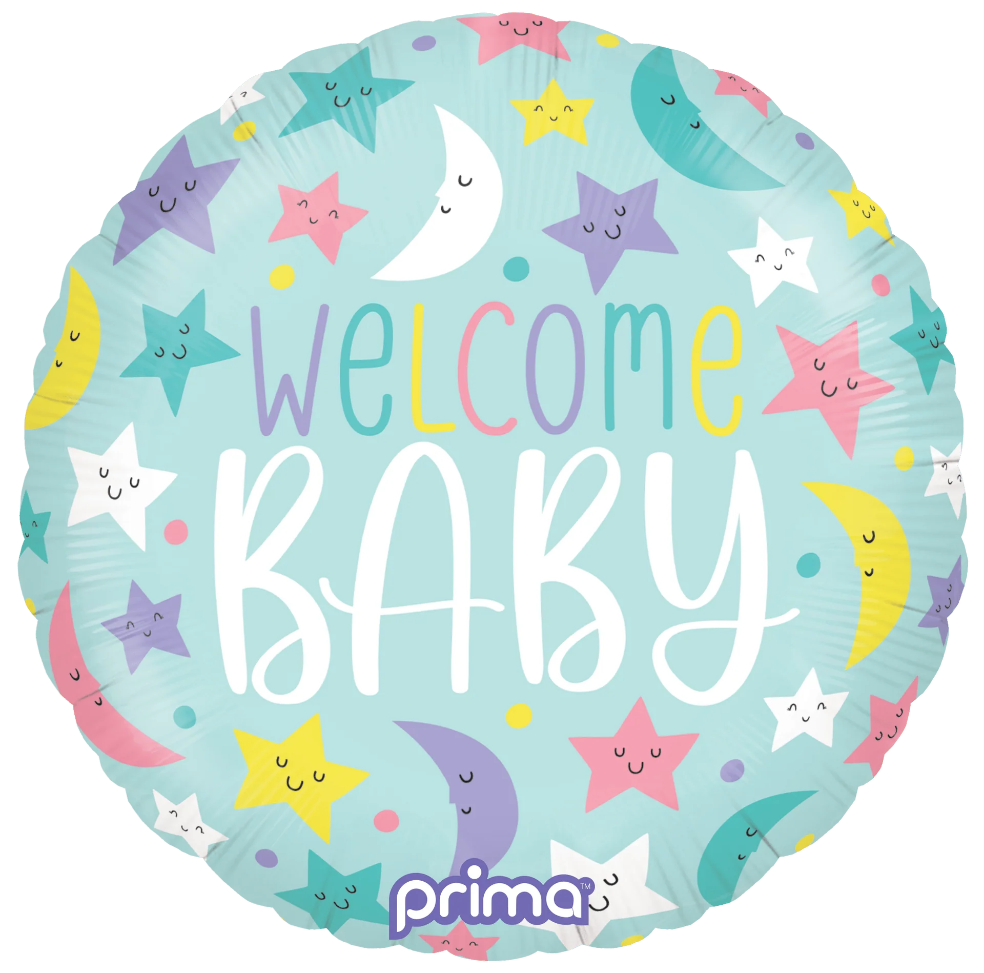 18” Round Welcome Baby Moons & Stars