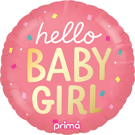 PRIMA 18" Round Hello Baby Girl Confetti