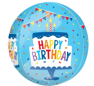 Anagram 15" Happy Birthday Tiered Cake Balloon Orbz