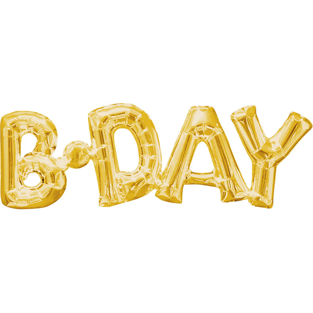 Anagram 26" Phrase “B-Day” Balloon (White Gold)