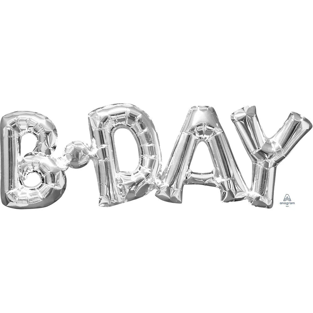 Anagram 26" Phrase “B-Day” Balloon (Silver)