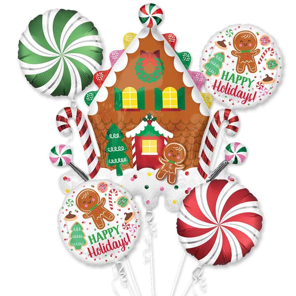 Anagram Gingerbread House & Holiday Cookies Balloon Bouquet