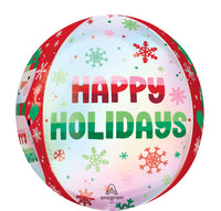 Anagram 15" Orbz Happy Holidays Shimmering Snowman Balloon