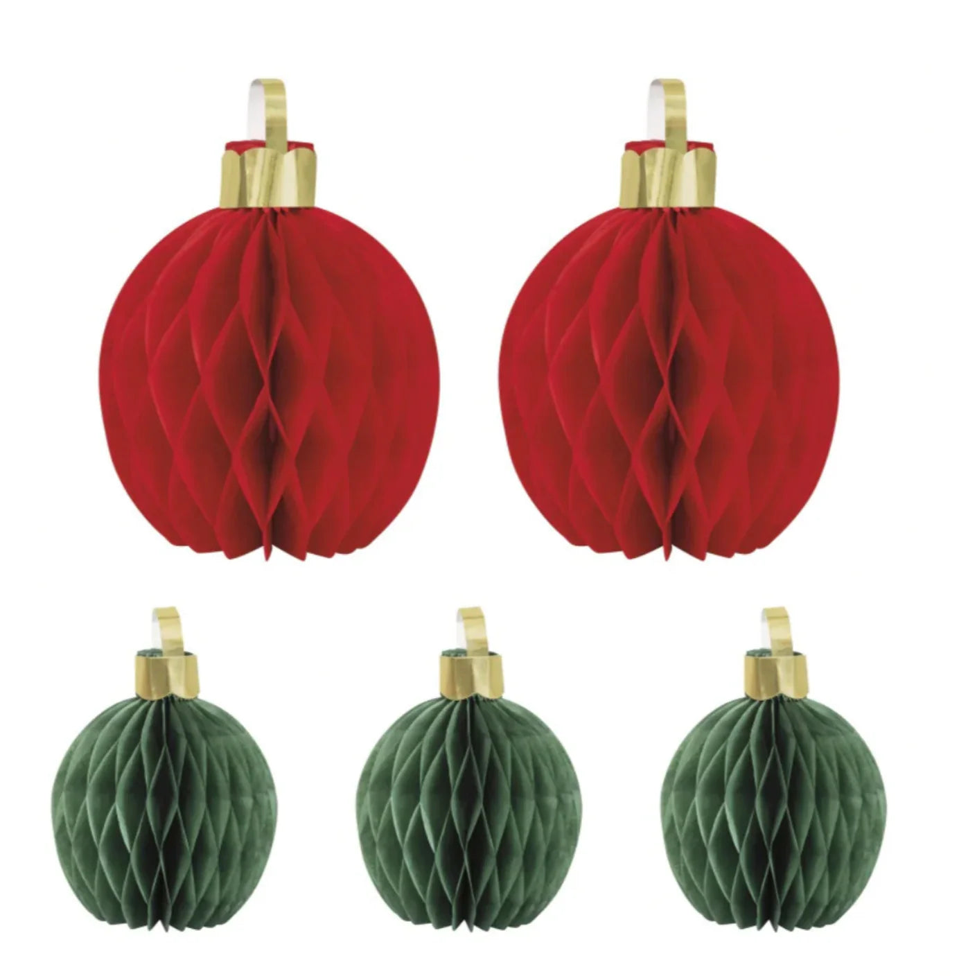 UNIQUE Traditional Christmas Assorted Ornament Honeycomb Centerpieces 5ct