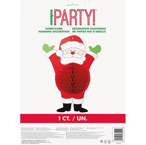 UNIQUE Santa Honeycomb Hanging Decoration 14”