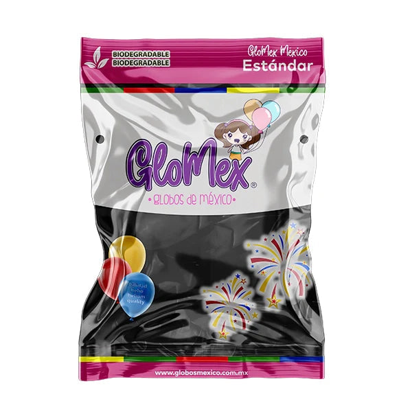 GloMex 12” Black Latex Balloons 100ct.
