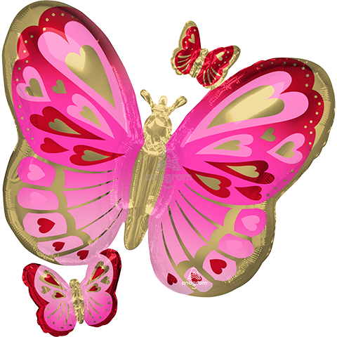 Anagram 29" Red Pink & Butterfly Foil Balloon Anagram