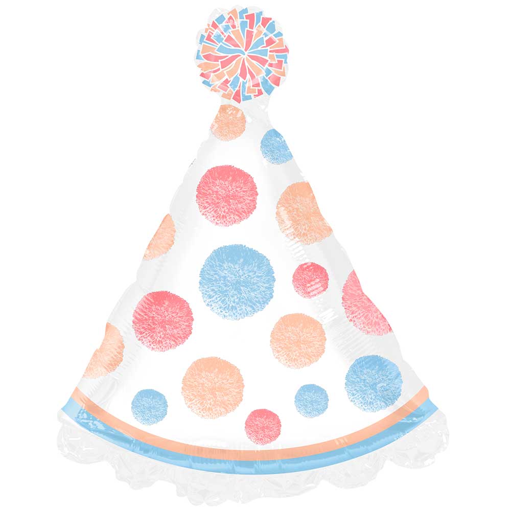 TUFTEX 24" Pom Pom Party Hat Foil Balloon