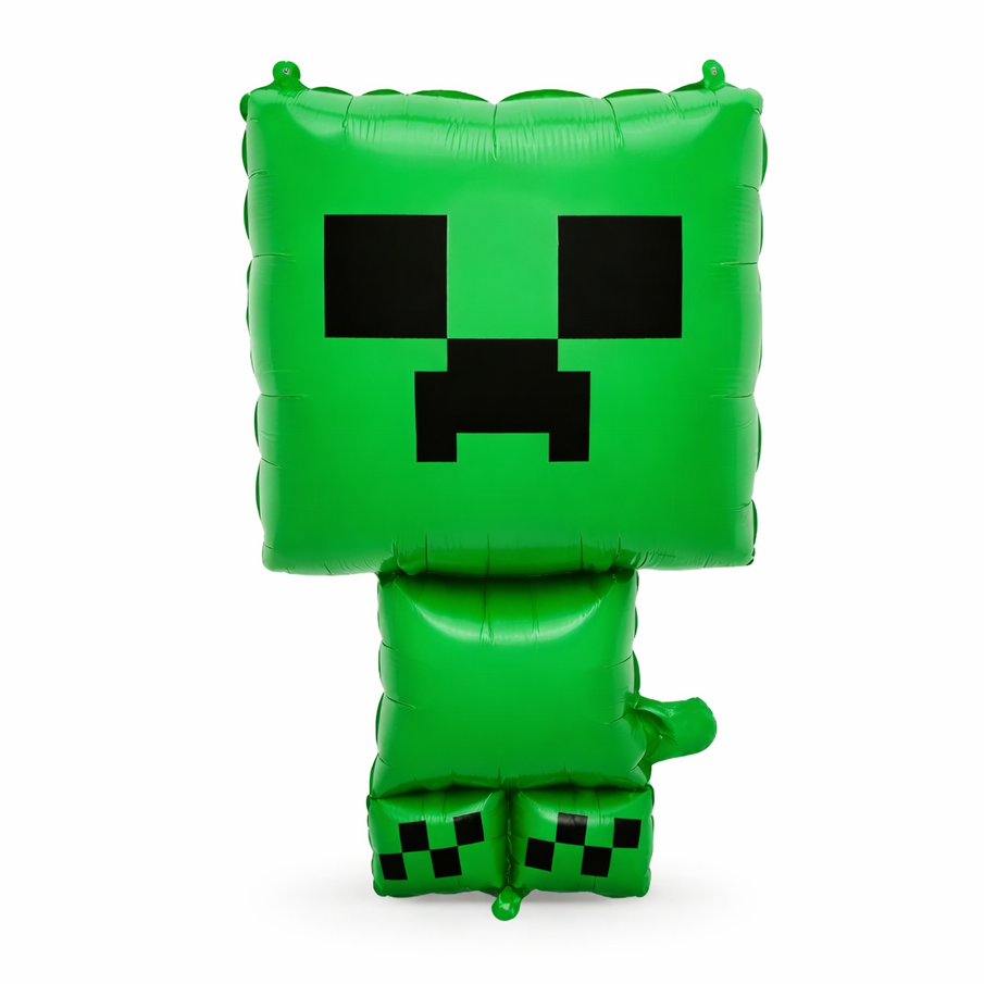 34" Creeper Pixel Game Foil Balloon (FLAT)