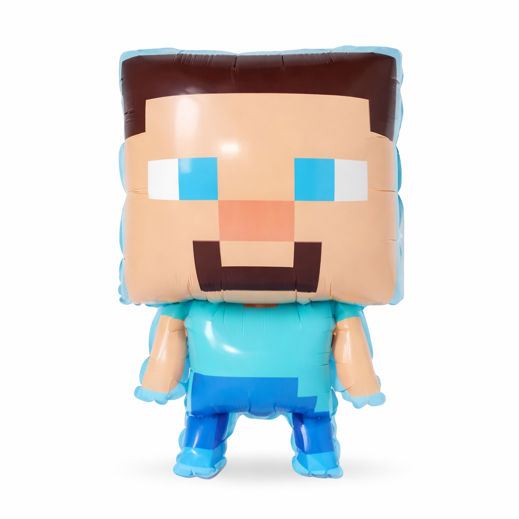 34" Steve Pixel Game Foil Balloon (FLAT)