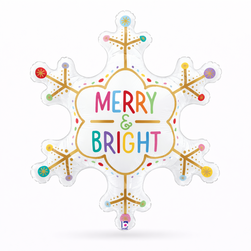 Betallic 31” Merry & Bright Snowflake Foil Balloon