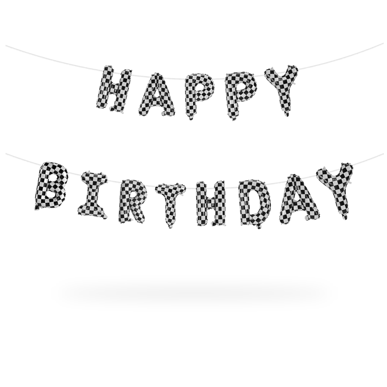 Happy Birthday Phrase Checkered Balloon.