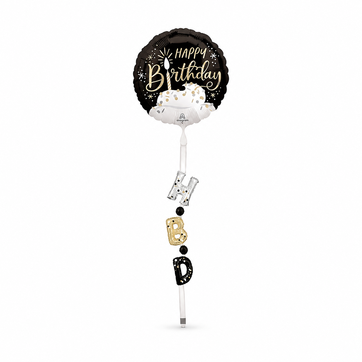 Anagram 69” Satin Black Silver & Gold Birthday AirWalkers