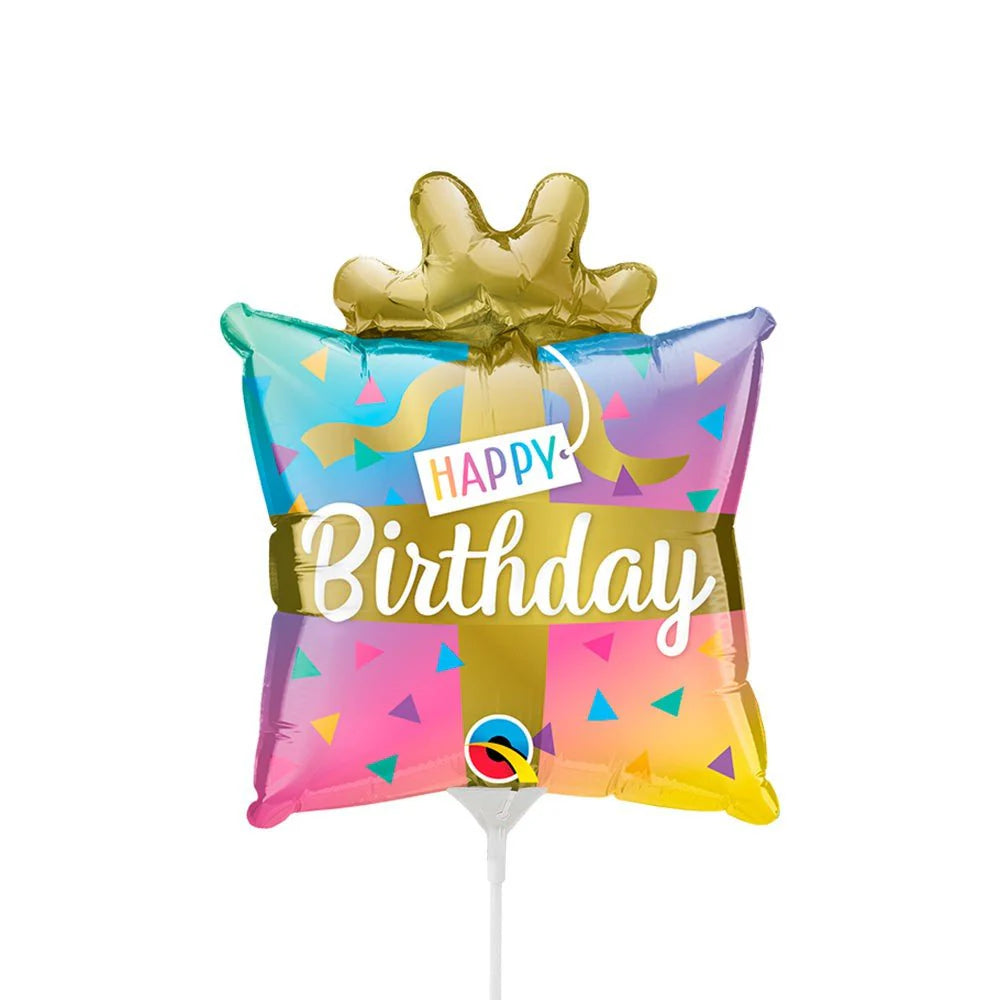 Qualatex 14" Birthday Present Mini Shape (AIR-FILL ONLY / FLAT)