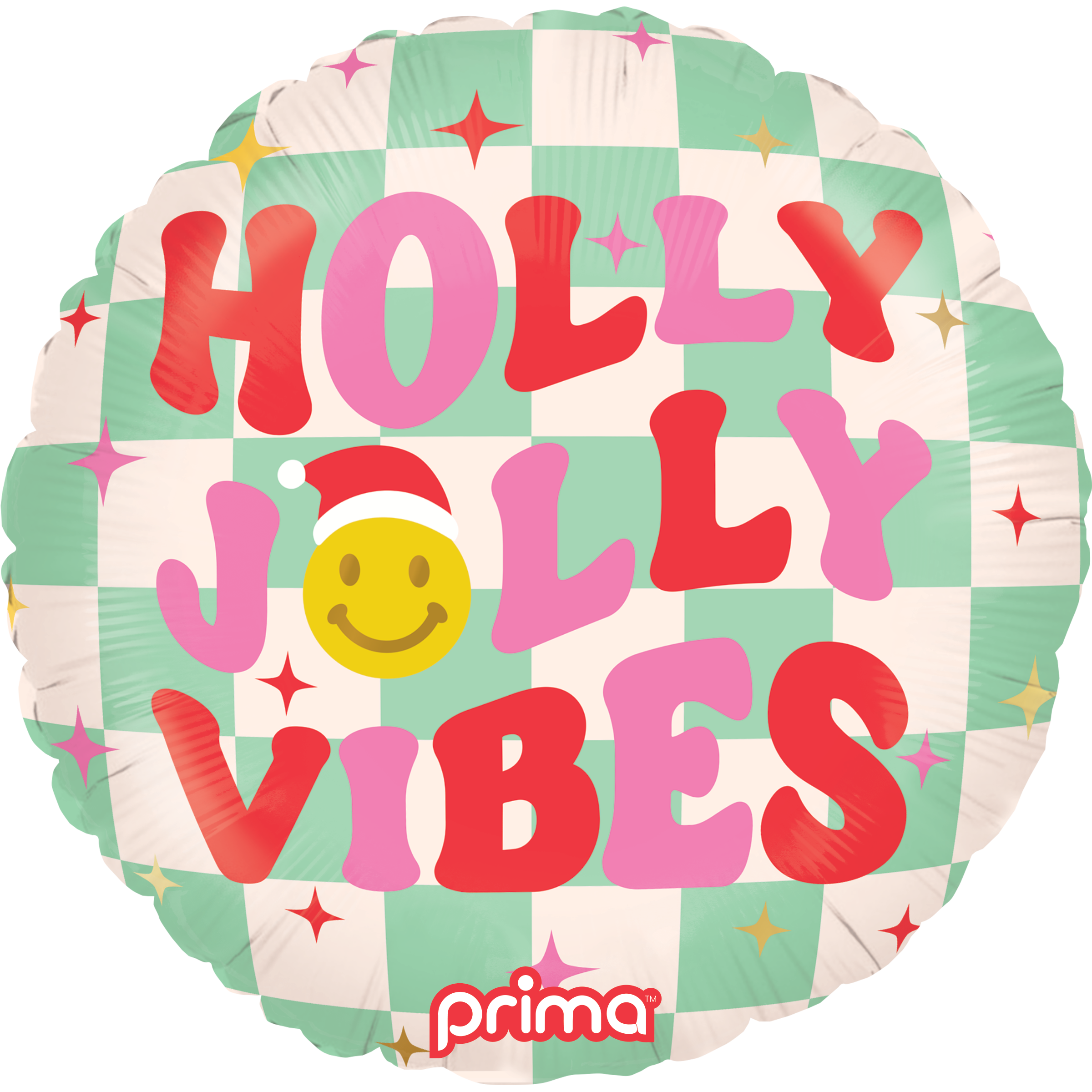 18" Round Holly Jolly Vibes Checker