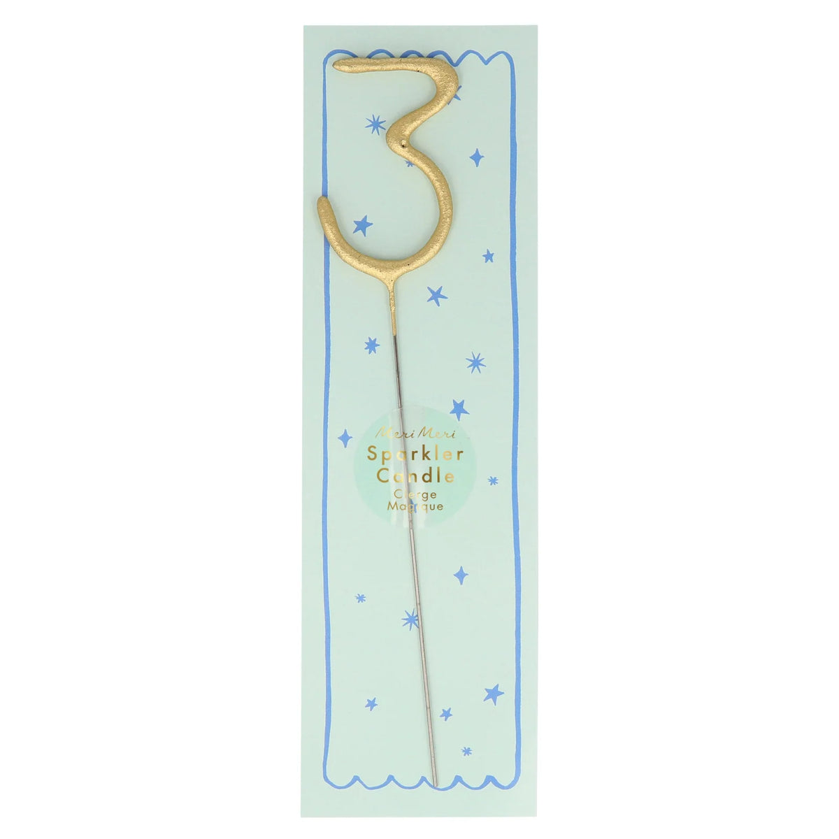 MERI MERI Gold Sparkler Number 3 Birthday Candles