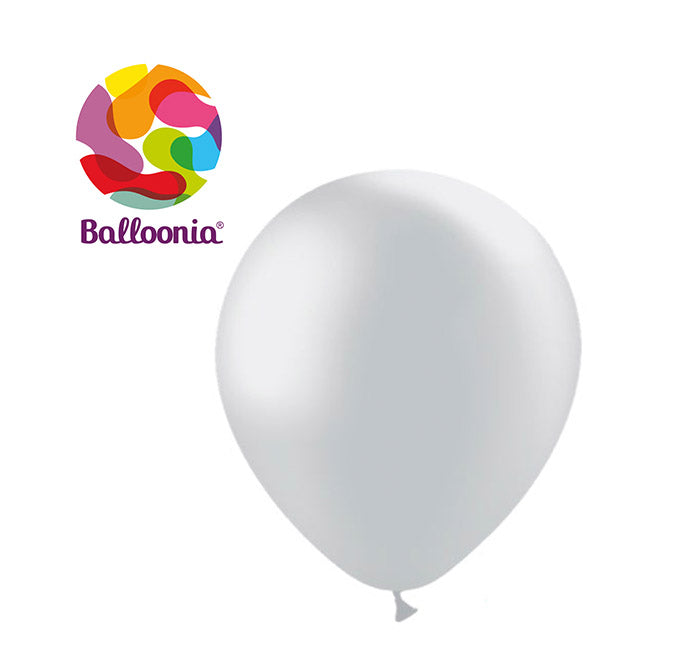 Balloonia 12" Latex Metallic Silver  50ct