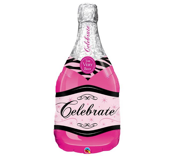 Qualatex 39" Celebrate Pink Bubbly Wine Balloon